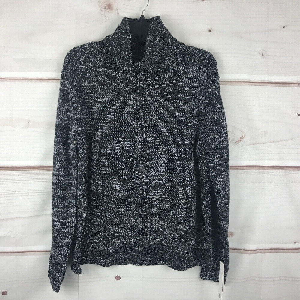 Aqua Sweater Womens XS Black White Marled Long Sleeve Turtleneck Pullover Knit
